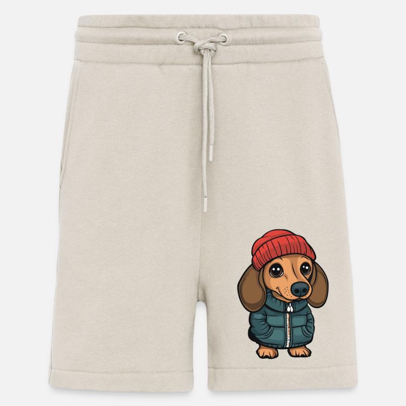 Dackel teckel dessin animé - Short bio décontracté fabriqué en UE - WARM CLAY