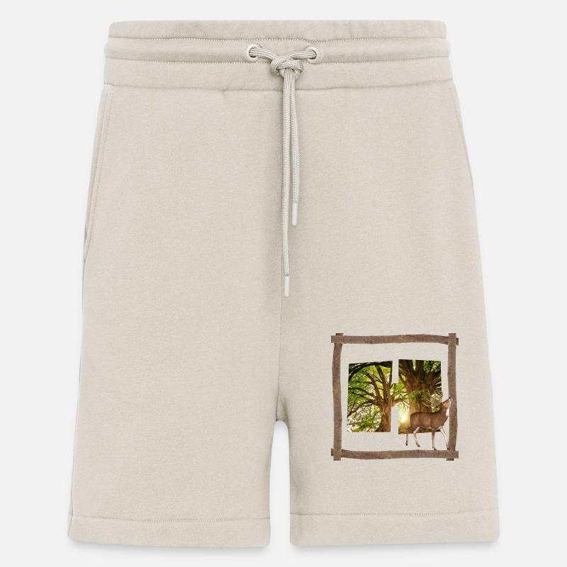 forest with deer h - Shorts - made by SPREAD - WARM CLAY