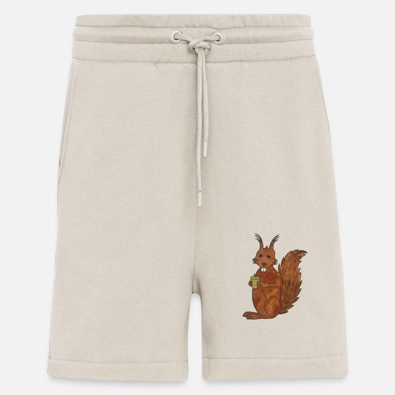 mignon écureuil mignon avec noix de chêne - Short bio décontracté fabriqué en UE - WARM CLAY