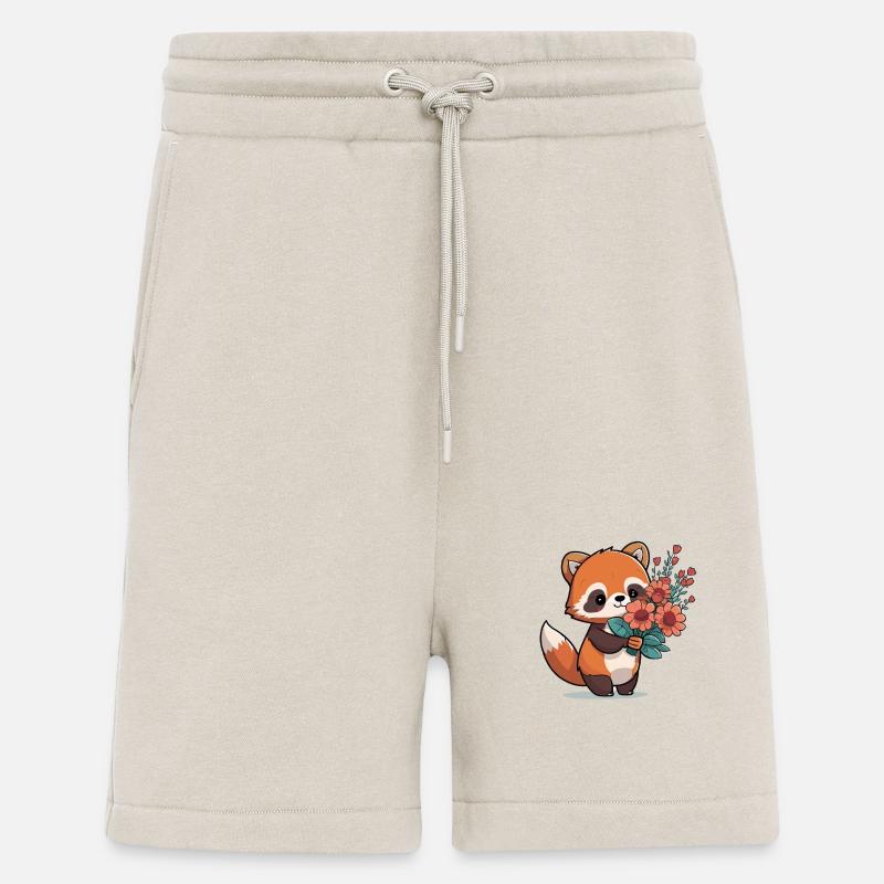 Panda roux à fleurs - Short bio décontracté fabriqué en UE - WARM CLAY