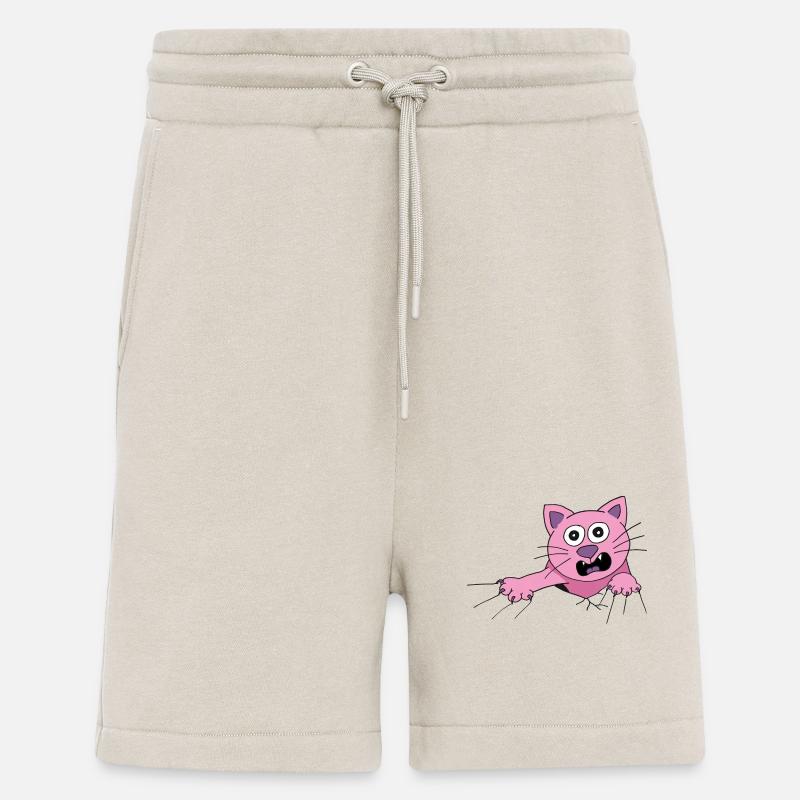 Un chat crie à l’aide - Short bio décontracté fabriqué en UE - WARM CLAY