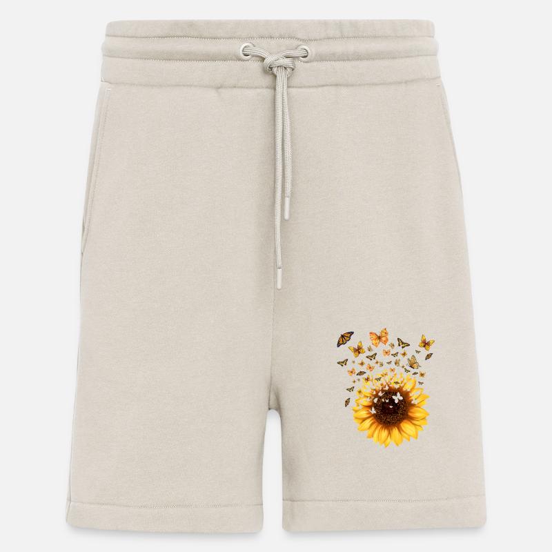 Sonnenblumen-Schmetterlinge - originelle Geschenkidee - Shorts - made by SPREAD - WARM CLAY