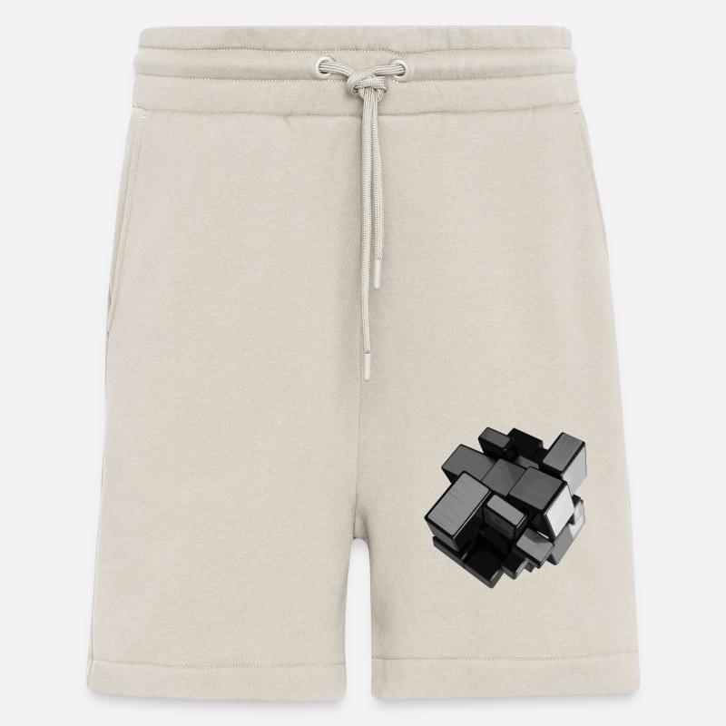 Silver-grey unstructured cube in perspective - Shorts - made by SPREAD - WARM CLAY