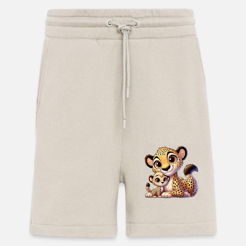 Guépard avec enfant - Short bio décontracté fabriqué en UE - WARM CLAY
