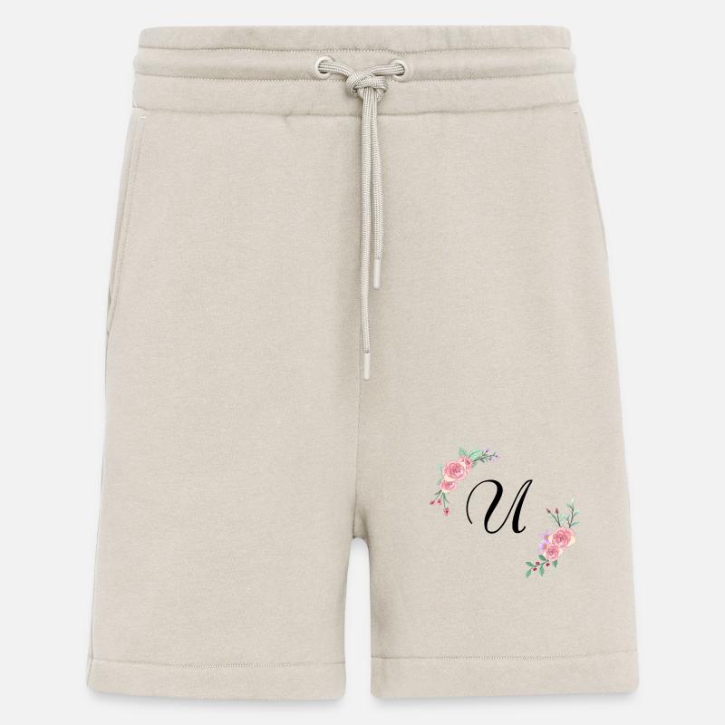 Lettre u florale rose - Short bio décontracté fabriqué en UE - WARM CLAY