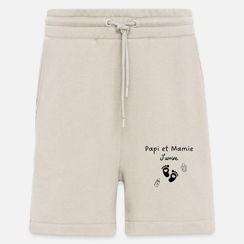 Papi et mamie j’arrive - Short bio décontracté fabriqué en UE - WARM CLAY