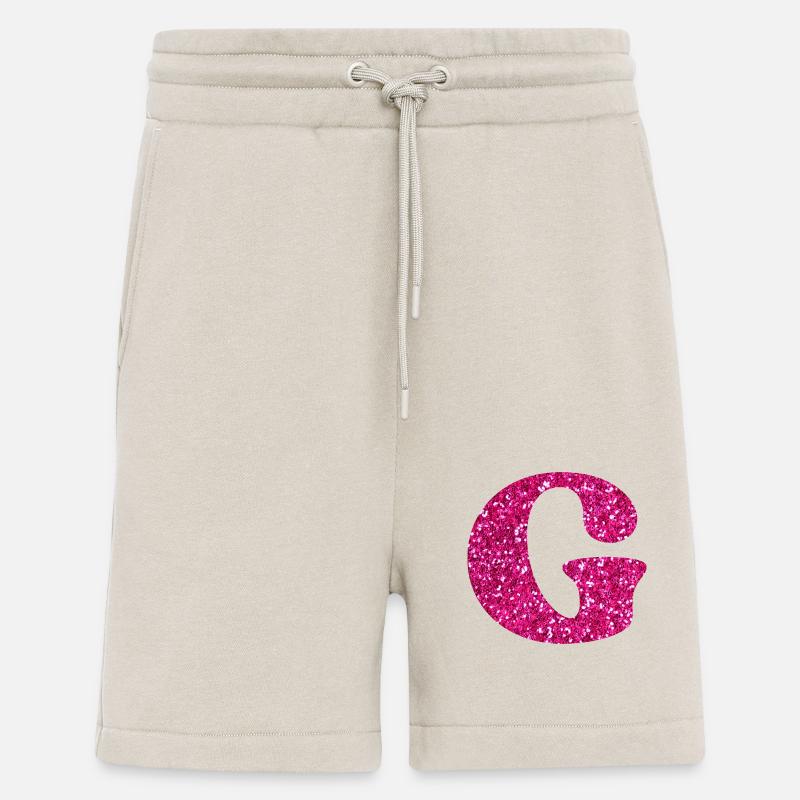 Lettre g rose pailleté - Short bio décontracté fabriqué en UE - WARM CLAY