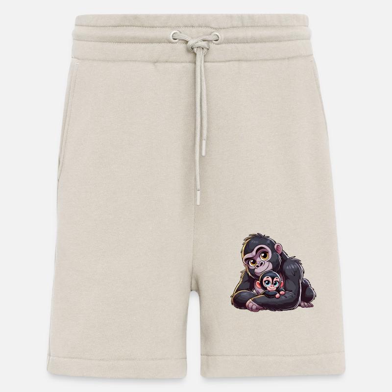 Gorilla-Mutter mit Kind - Shorts - made by SPREAD - WARM CLAY