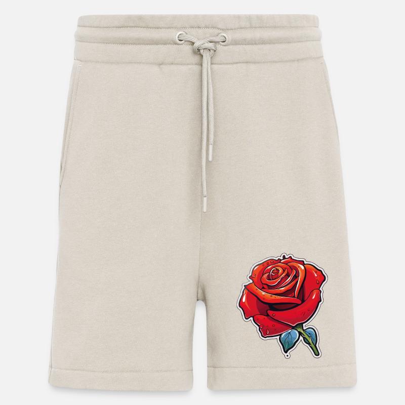 Dessin animé Rose Red Rose Dew - Short bio décontracté fabriqué en UE - WARM CLAY