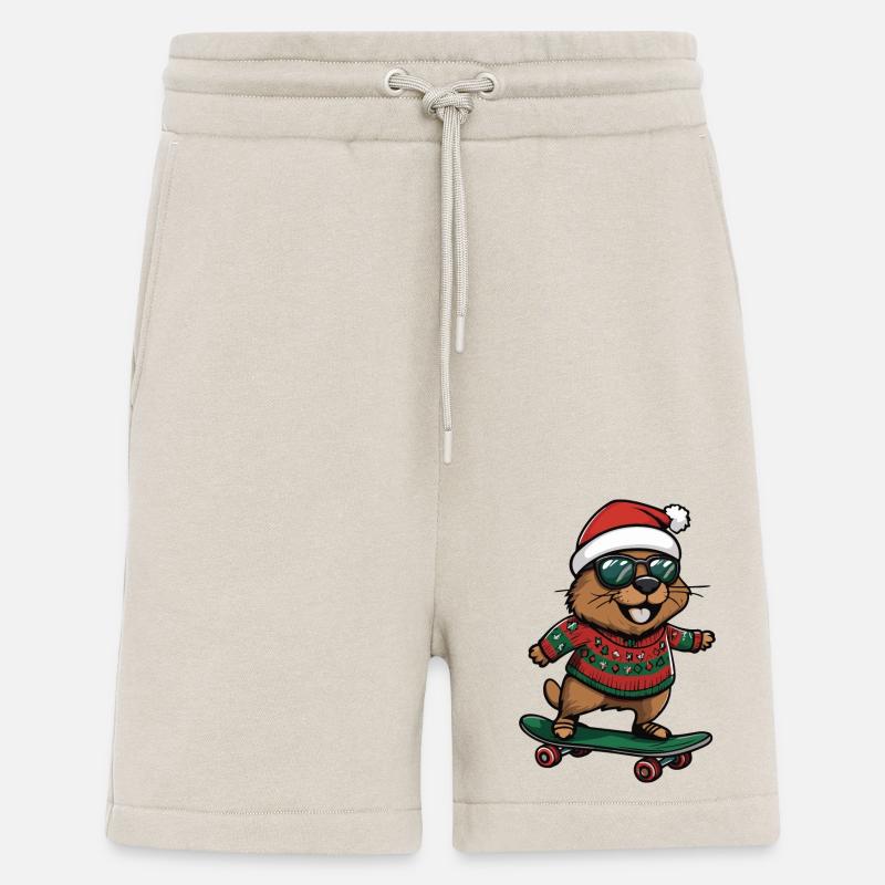 Castor Noël Drôle - Short bio décontracté fabriqué en UE - WARM CLAY