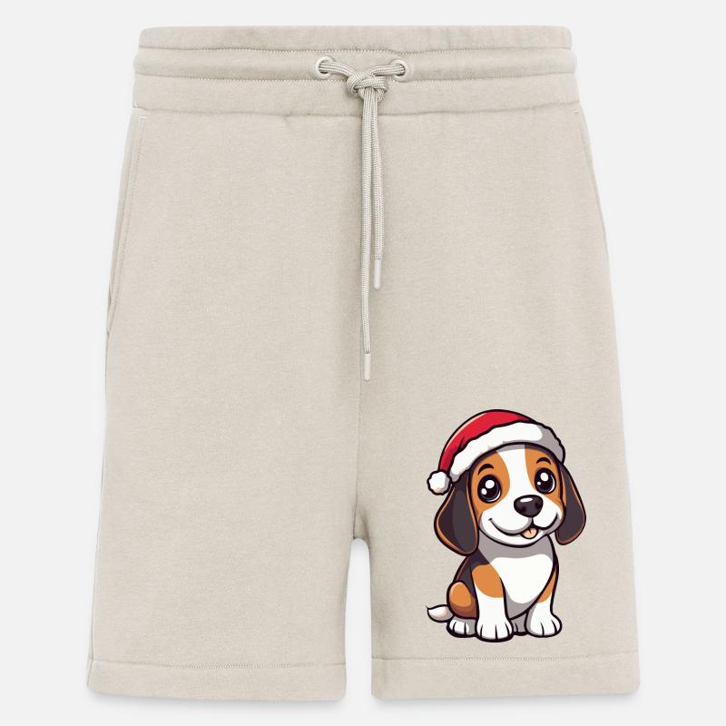 Beagle chien Noël mignon - Short bio décontracté fabriqué en UE - WARM CLAY