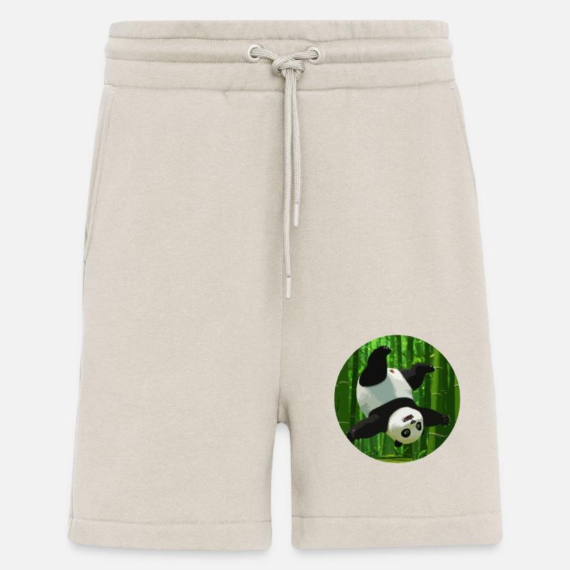 Panda faisant un saut périlleux - Short bio décontracté fabriqué en UE - WARM CLAY