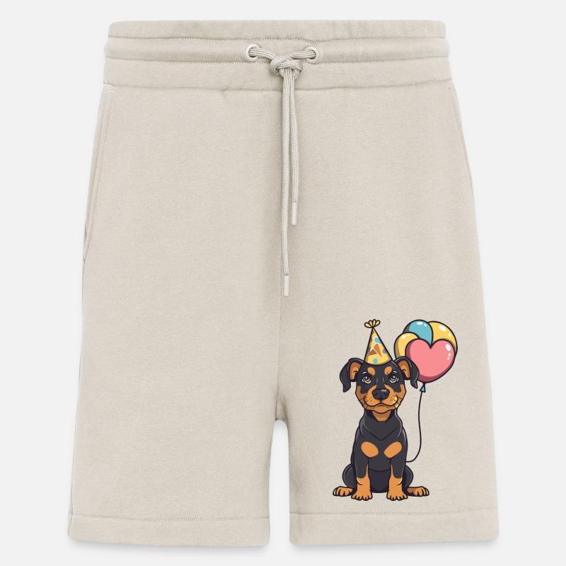Doberman chien anniversaire bébé - Short bio décontracté fabriqué en UE - WARM CLAY