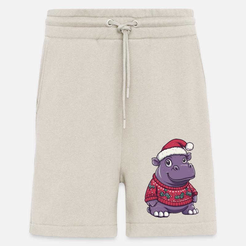 Hippopotamus Christmas Comic - Shorts - made by SPREAD - WARM CLAY