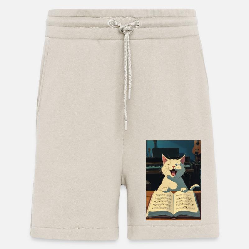 Un chaton mignon chante - Short bio décontracté fabriqué en UE - WARM CLAY