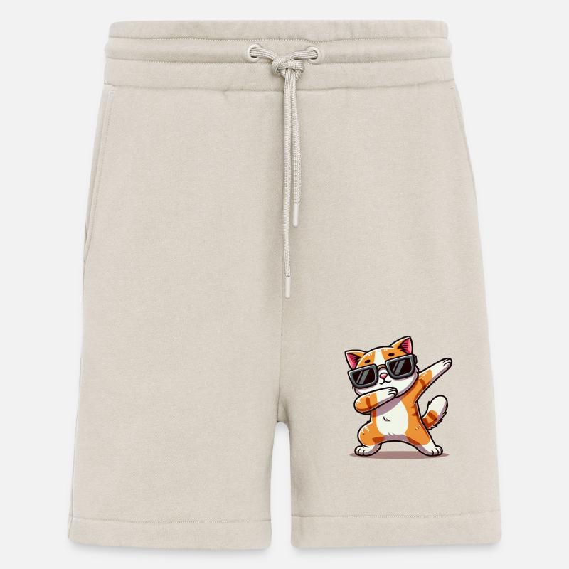 chat bande dessinée dabbing - Short bio décontracté fabriqué en UE - WARM CLAY