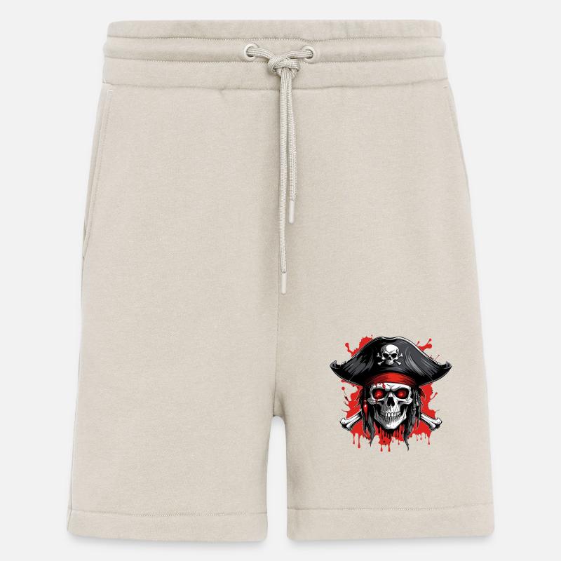 Piratenschädel mit Dreispitz und Blutspritzern - Shorts - made by SPREAD - WARM CLAY