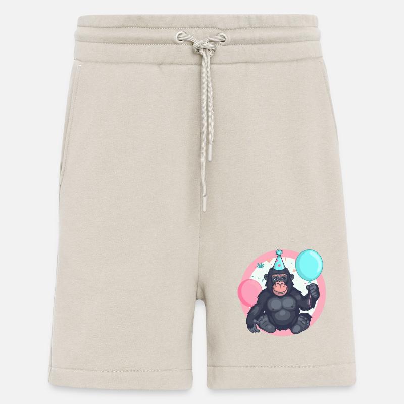 Gorille Anniversaire Bébé - Short bio décontracté fabriqué en UE - WARM CLAY