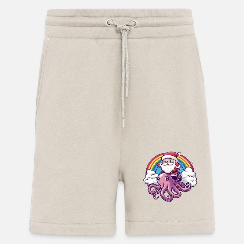 Pieuvre Père Noël Arc-en-ciel - Short bio décontracté fabriqué en UE - WARM CLAY