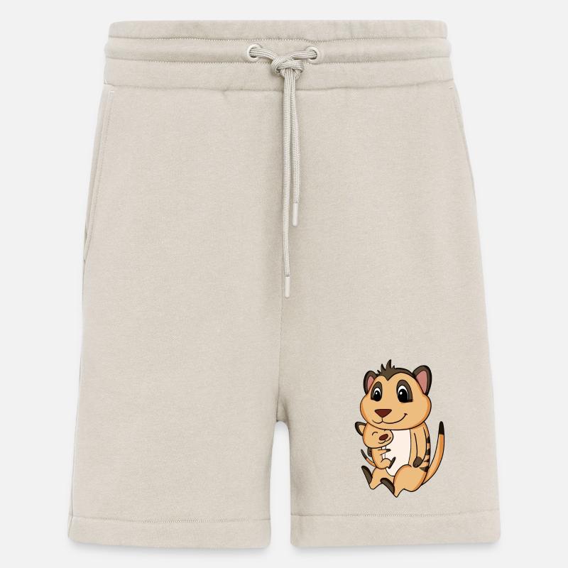 Grossesse familiale - suricate avec bébé - Short bio décontracté fabriqué en UE - WARM CLAY