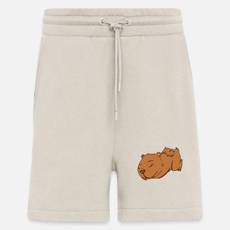 Famille - Capybara avec bébé Capybara - Short bio décontracté fabriqué en UE - WARM CLAY