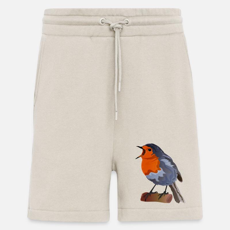 Robin Bird Illustration über Textil - Shorts - made by SPREAD - WARM CLAY