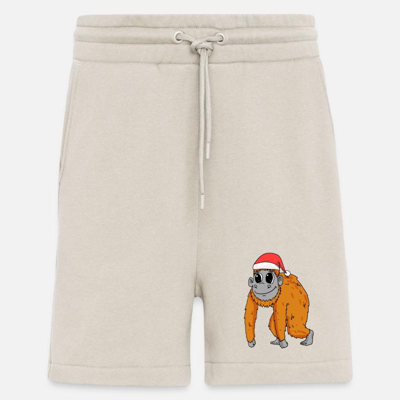 Noël singe - Short bio décontracté fabriqué en UE - WARM CLAY