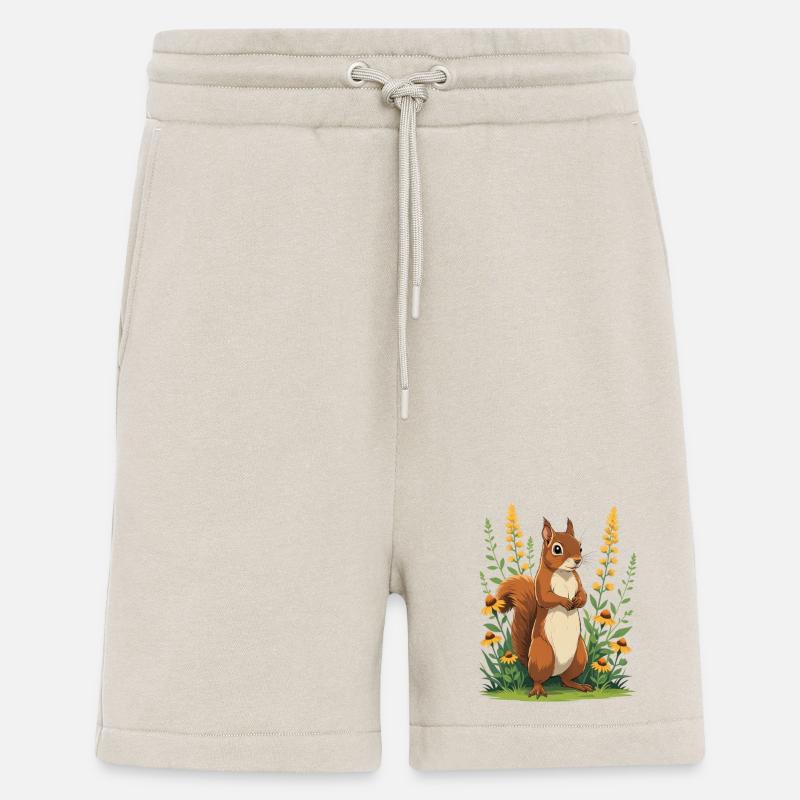 Charmant écureuil avec couronne de fleurs - Short bio décontracté fabriqué en UE - WARM CLAY