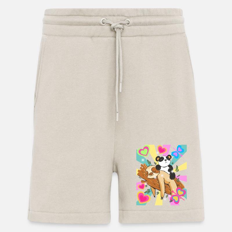 Panda ruht auf Ast mit Herzen - Shorts - made by SPREAD - WARM CLAY