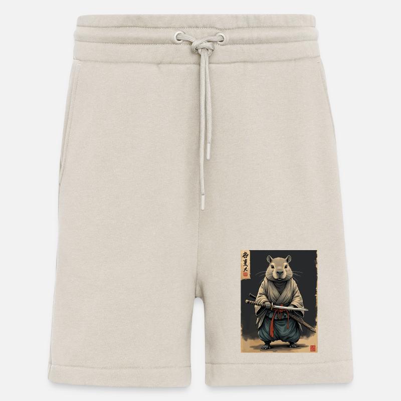 Samouraï Cappibara avec Katana - Short bio décontracté fabriqué en UE - WARM CLAY