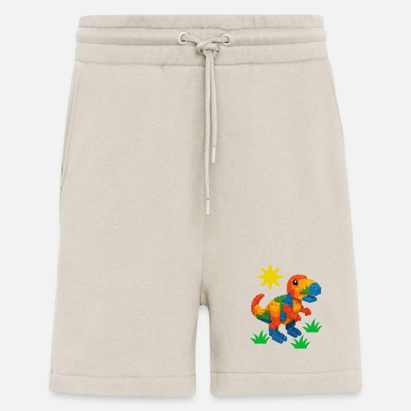 Dinosaur Made Of Bricks Creative Block Builder - Shorts - made by SPREAD - WARM CLAY