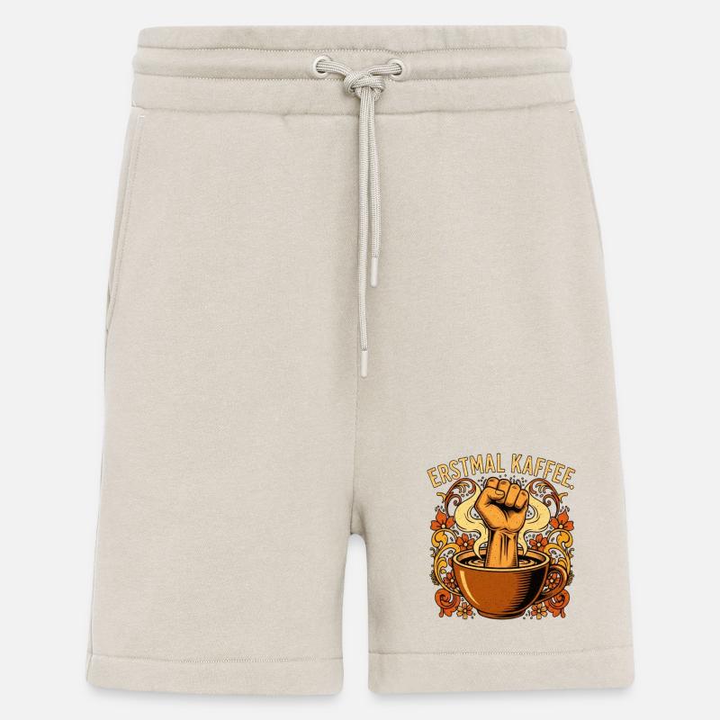 Déclaration de First Coffee Faust - Short bio décontracté fabriqué en UE - WARM CLAY