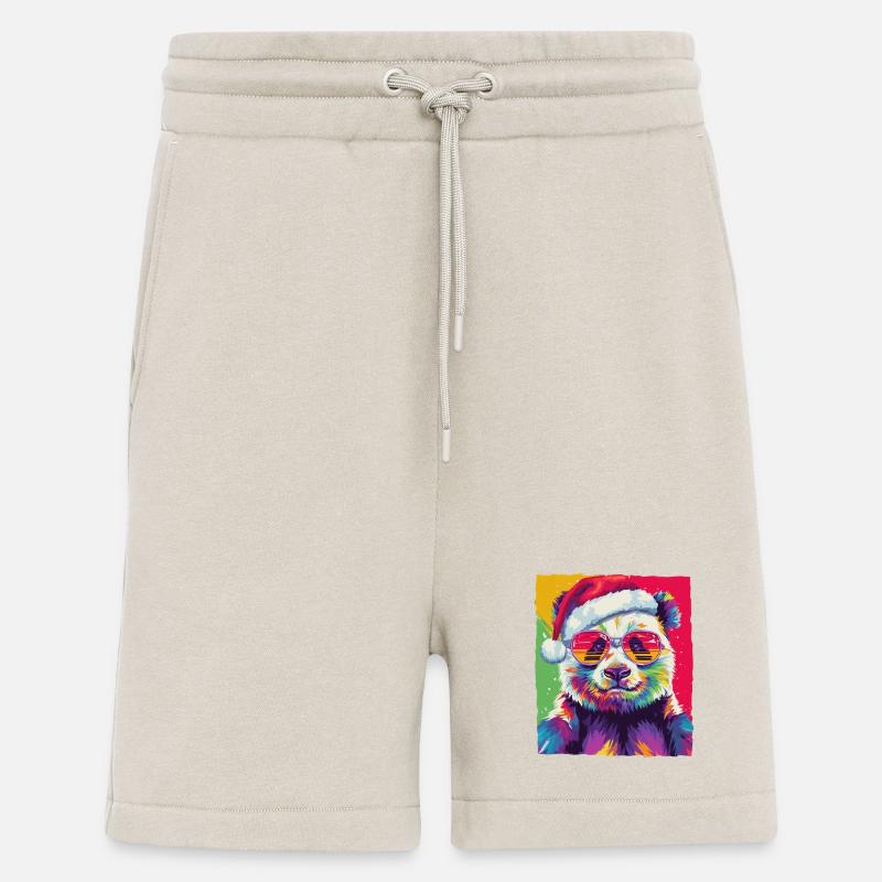 Portrait de Noël du panda - Short bio décontracté fabriqué en UE - WARM CLAY
