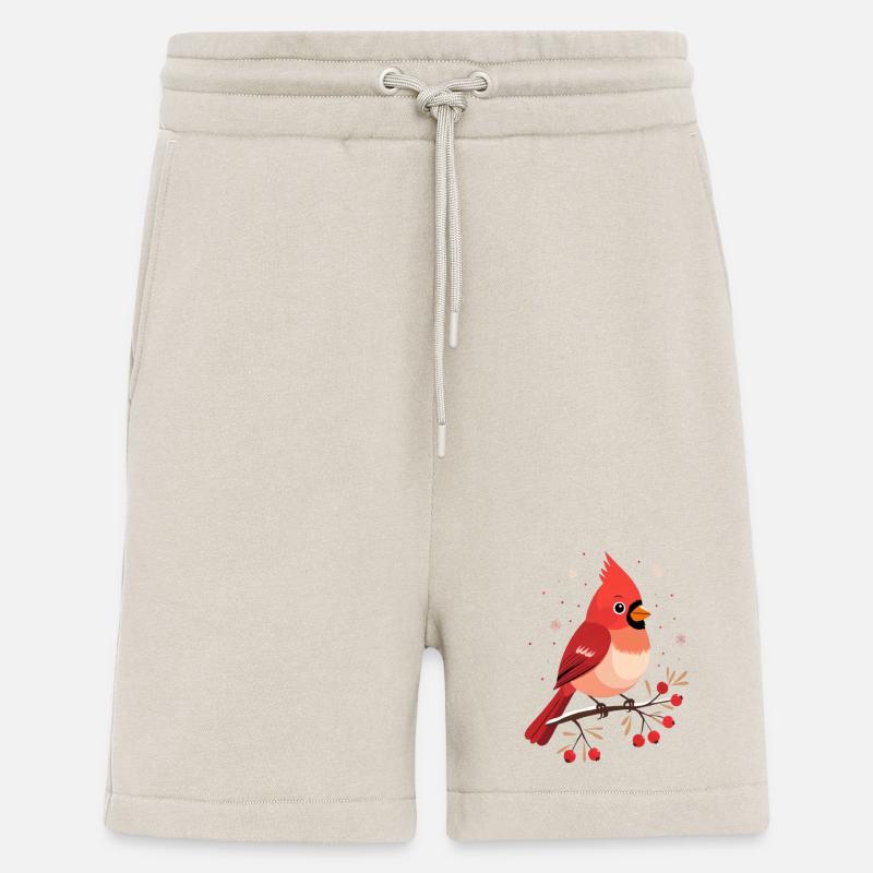 Cardinal d’hiver sur la branche - Short bio décontracté fabriqué en UE - WARM CLAY