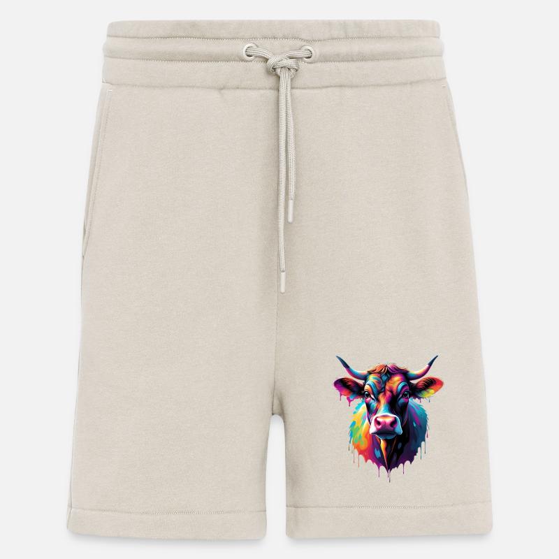 Bunte Kuh Kopf Farbexplosion - Shorts - made by SPREAD - WARM CLAY