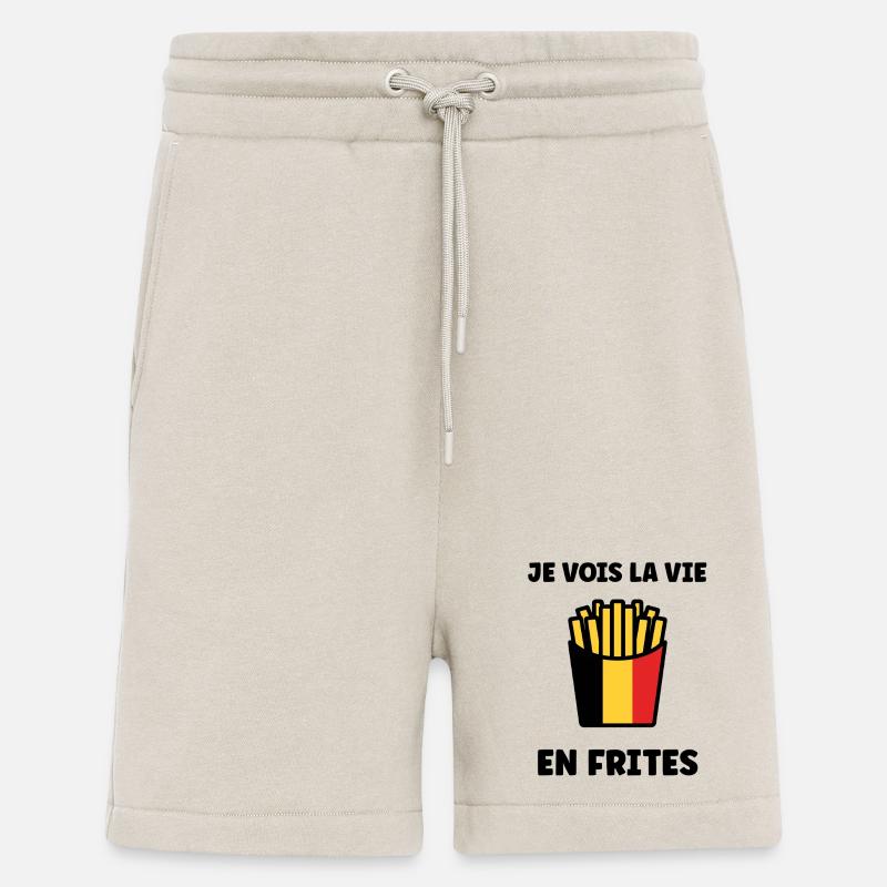 Frites Belges Drapeau Graphic - Short bio décontracté fabriqué en UE - WARM CLAY