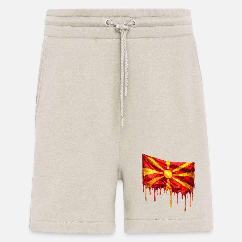 Chute du drapeau macédonien - Short bio décontracté fabriqué en UE - WARM CLAY
