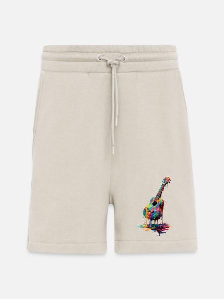 Ukulele med dryppende maling - Organic relaxed shorts made in EU - WARM CLAY