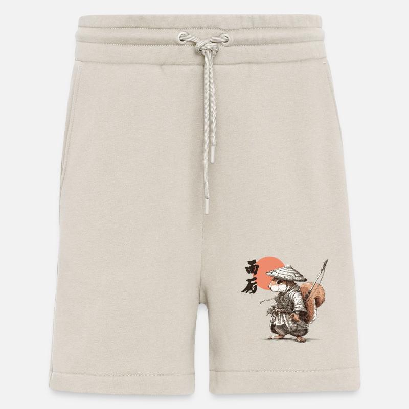 Samurai Squirrel under Red Sun - Shorts - made by SPREAD - WARM CLAY