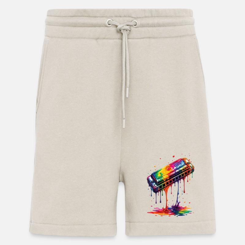 Harmonica with dripping paint - Shorts - made by SPREAD - WARM CLAY