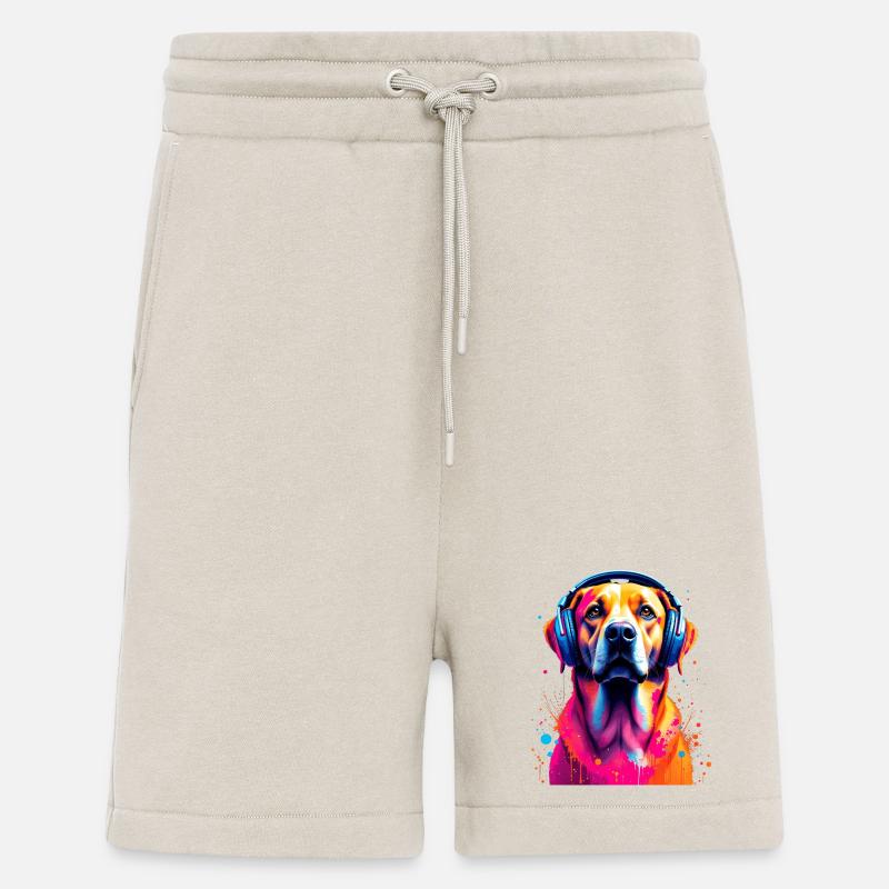 Labbi Labrador mit Kopfhörer - Shorts - made by SPREAD - WARM CLAY