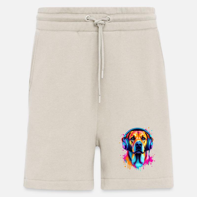 Labrador mit Kopfhörer - Shorts - made by SPREAD - WARM CLAY