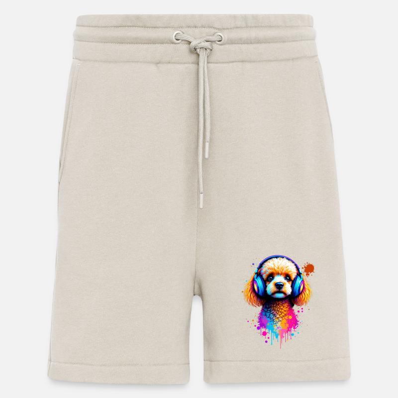 Pudel Hund mit Kopfhörern - Shorts - made by SPREAD - WARM CLAY
