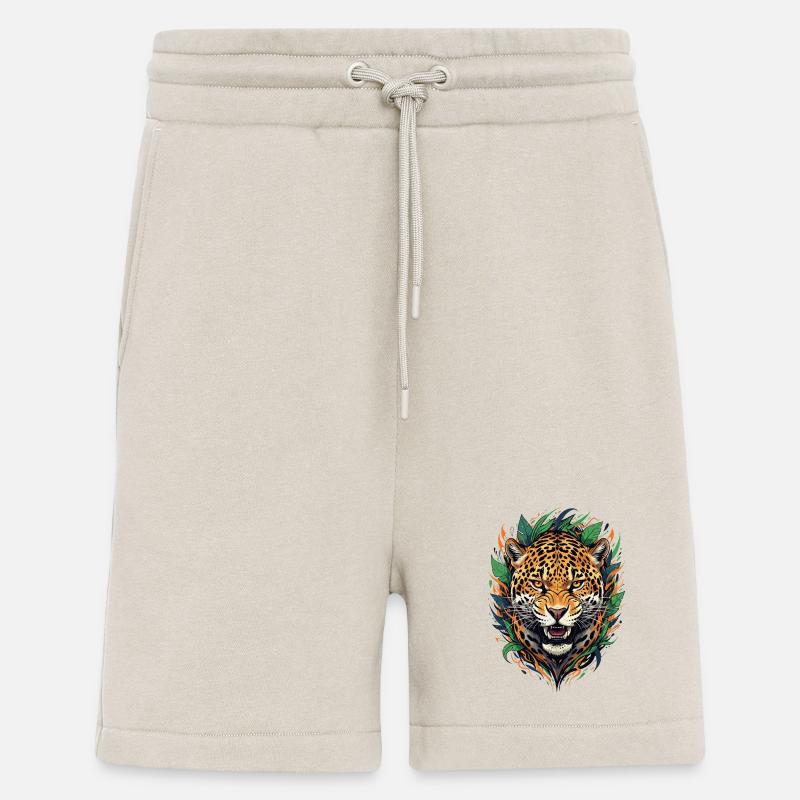 Jaguar head in jungle frame - Shorts - made by SPREAD - WARM CLAY