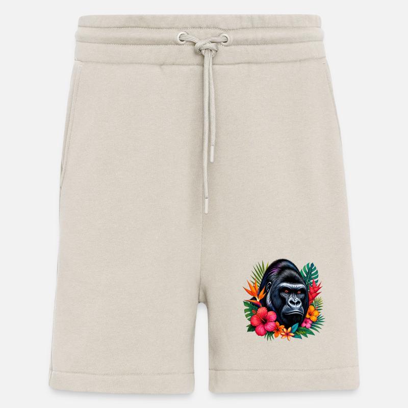 Gorille aux fleurs - Short bio décontracté fabriqué en UE - WARM CLAY