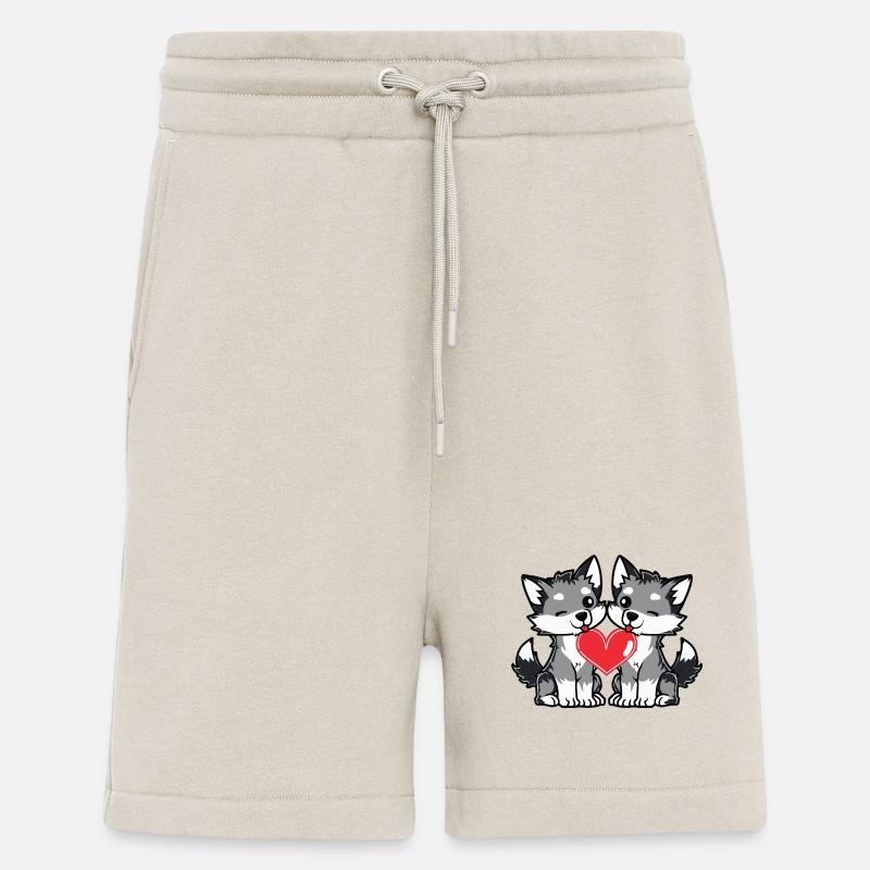 Couple de loups Saint-Valentin - Short bio décontracté fabriqué en UE - WARM CLAY