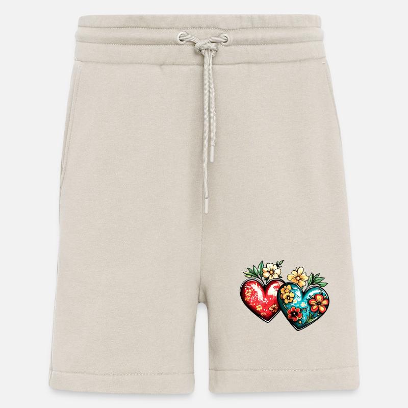 Coeurs Amour Fleurs Mariage - Short bio décontracté fabriqué en UE - WARM CLAY