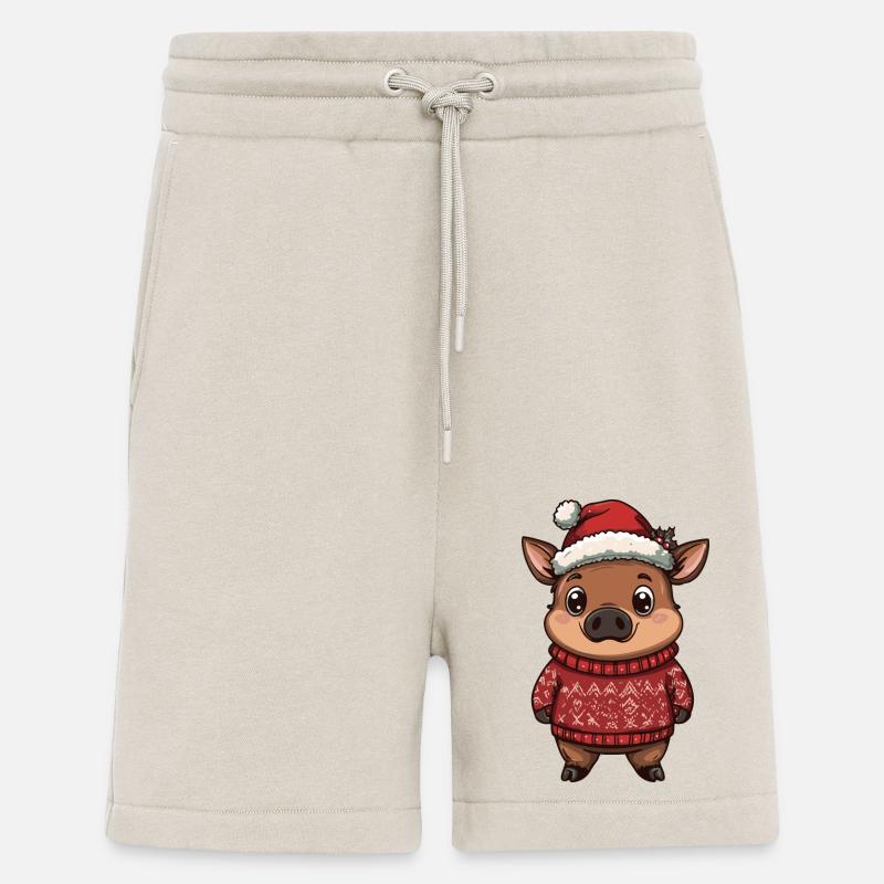 Cochon Noël Comique Sanglier - Short bio décontracté fabriqué en UE - WARM CLAY