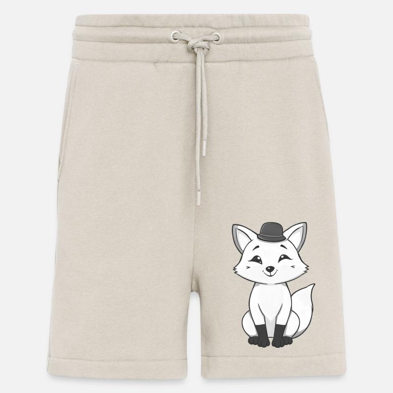 Fuchs mit Hut in schwarz-weiß - Shorts - made by SPREAD - WARM CLAY