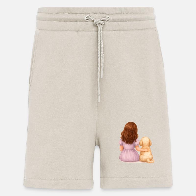 Kleines Mädchen mit Hund - Shorts - made by SPREAD - WARM CLAY